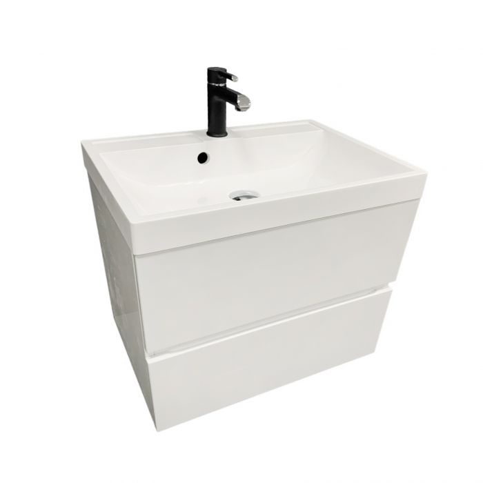 Раковина, умивальник Adamant STRENG NEW, штучний камінь, прямокут., з отвором для змішувача, з отвором для переливу, 690x410x123мм, накладний, білий