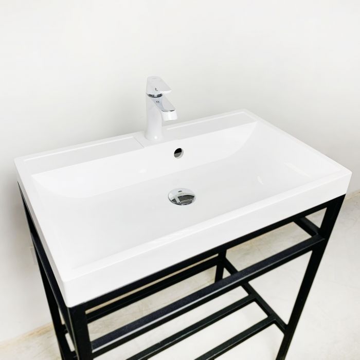 Раковина, умивальник Adamant STRENG NEW, штучний камінь, прямокут., з отвором для змішувача, з отвором для переливу, 690x410x123мм, накладний, білий