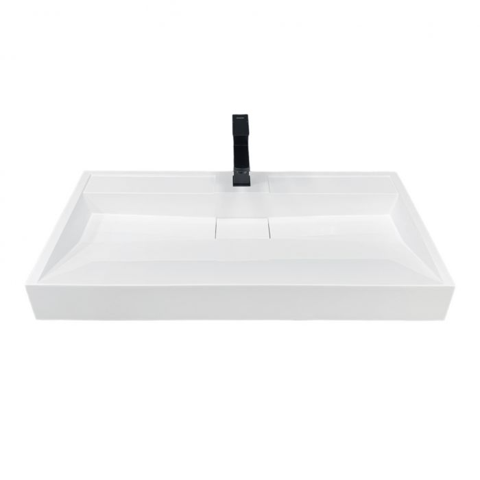 Раковина, умивальник Adamant VISION, штучний камінь, прямокут., з отвором для змішувача, без переливу, 1000х455х110мм, накладний, білий