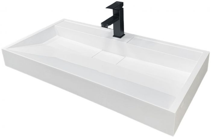 Раковина, умивальник Adamant VISION, штучний камінь, прямокут., з отвором для змішувача, без переливу, 1000х455х110мм, накладний, білий