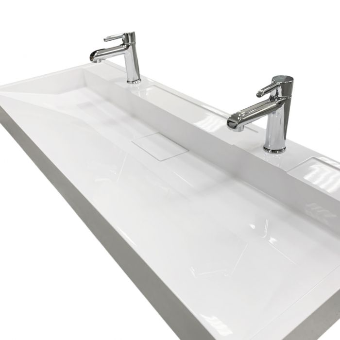 Раковина, умивальник Adamant VISION, штучний камінь, прямокут., з отвором для змішувача, без переливу, 1200х455х110мм, накладний, білий