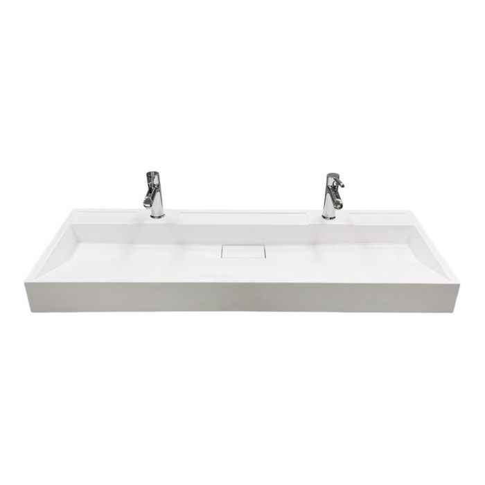 Раковина, умивальник Adamant VISION, штучний камінь, прямокут., з отвором для змішувача, без переливу, 1200х455х110мм, накладний, білий