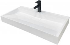 Раковина, умивальник Adamant VISION, штучний камінь, прямокут., з отвором для змішувача, без переливу, 900х455х110мм, накладний, білий