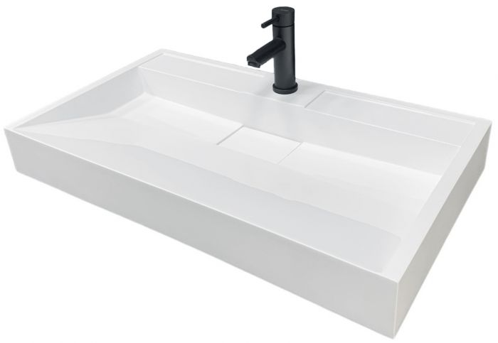 Раковина, умивальник Adamant VISION, штучний камінь, прямокут., з отвором для змішувача, без переливу, 800х455х110мм, накладний, білий