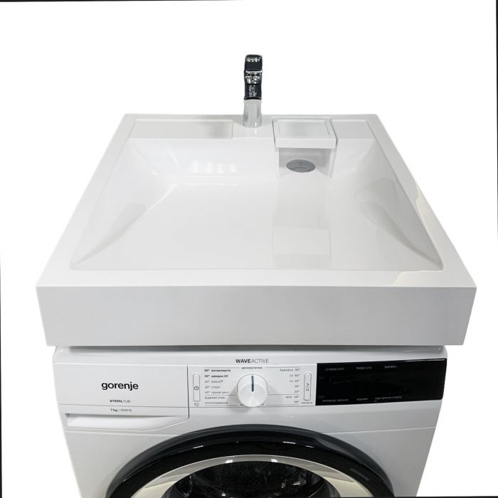 Раковина, умивальник Adamant WASHER NEW, штучний камінь, прямокут., з отвором для змішувача, без переливу, 595х595х115мм, накладний, білий
