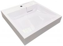 Раковина, умивальник Adamant WASHER NEW, штучний камінь, прямокут., з отвором для змішувача, без переливу, 595х595х115мм, накладний, білий