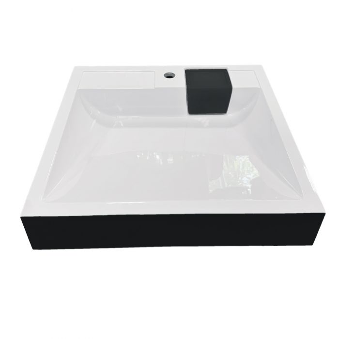 Раковина, умивальник Adamant WASHER NEW, штучний камінь, прямокут., з отвором для змішувача, без переливу, 595х595х115мм, накладний, чорно-білий