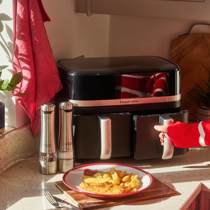 Мультипіч Russell Hobbs Satis Fry DualBaske 2800Вт, чаша-4.5/4.5л, сенсорне управл., 9 авто. программ, пластик, чорний