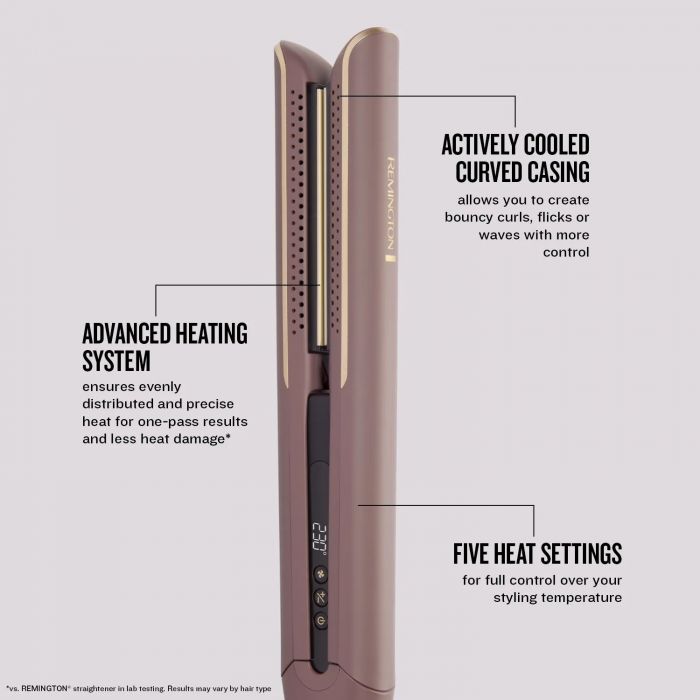 Випрямляч Remington AIRvive, 61Вт, темп.режимов-5, 150-230С, дісплей, кераміка, фіолетово-злотий