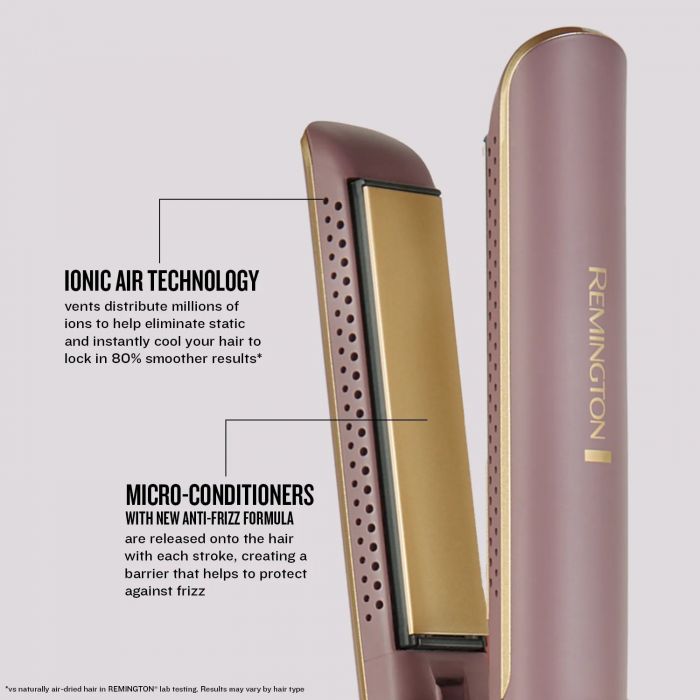 Випрямляч Remington AIRvive, 61Вт, темп.режимов-5, 150-230С, дісплей, кераміка, фіолетово-злотий