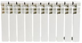 Радіатор біметалевий AAA 350/80 10 секции 406х78.5х80мм боковое підкл. 1250 Вт білий