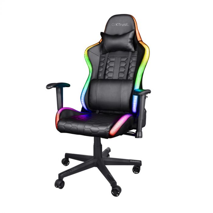Крісло Trust GXT 716 Rizza, ПУ шкіра, 3D-Armrests, RGB, чорний