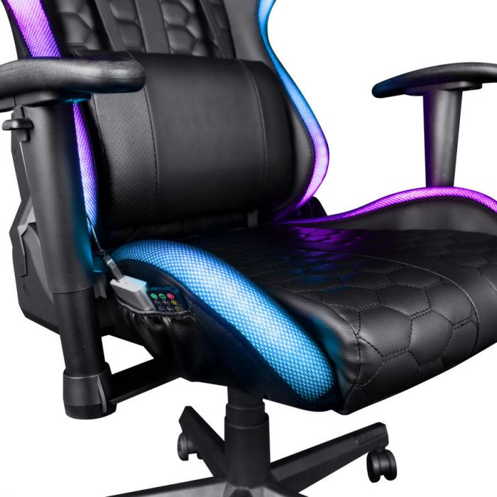 Крісло Trust GXT 716 Rizza, ПУ шкіра, 3D-Armrests, RGB, чорний
