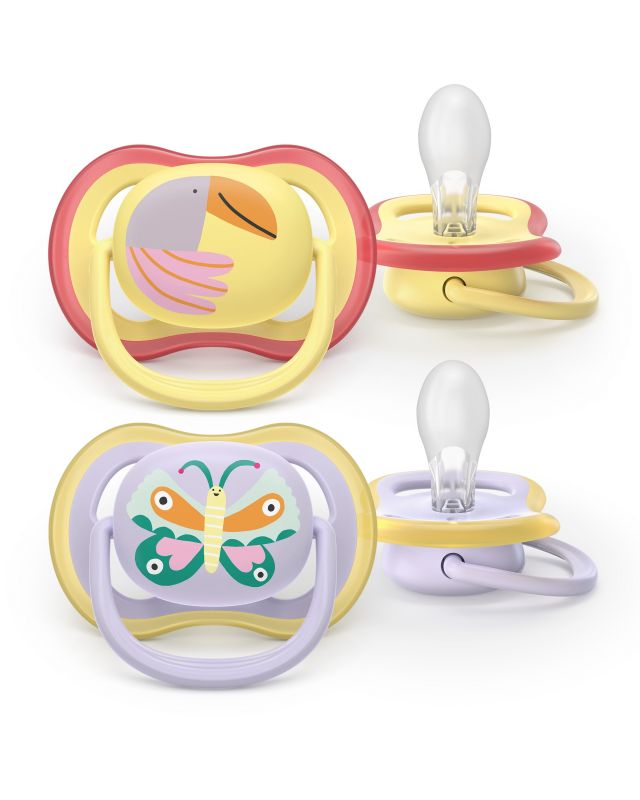 Пустушка  Avent  Ultra Air, 0-6 міс., 2 шт, дизайн для дівчат.