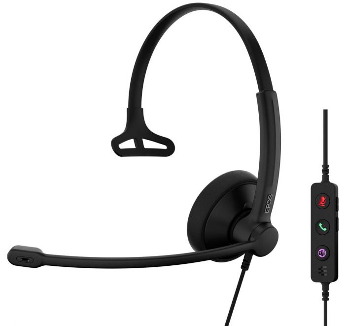 Гарнітура комп'ютерна моно On-Ear EPOS IMPACT 100 MS, USB C + A, Microsoft Teams, односпрямований, 2м, Чорний