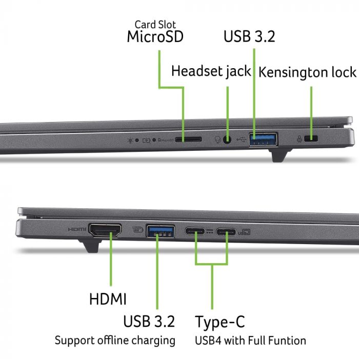 Ноутбук Acer Aspire 16 A16-61M 16" WUXGA+ OLED, AMD R5-340, 16GB, F1TB, UMA, Lin, сірий