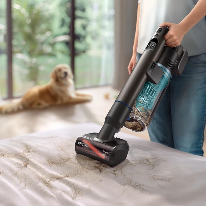 Пилосос Philips безпровідний Complete Series 8000, вологе прибирання, конт пил -0.6л, автон. робота до 80хв, чорно-блакитний