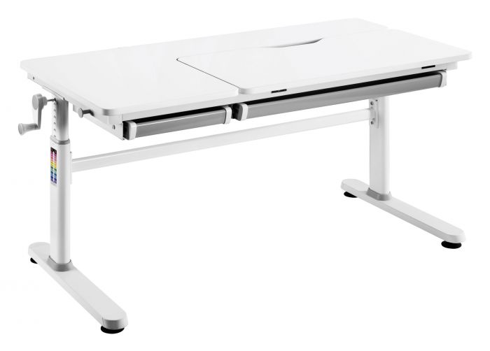 Стіл комп'ютерний 2E CE301K-MECHANIC, регулювання висоти, механіка, 54/76х120x60см, білий