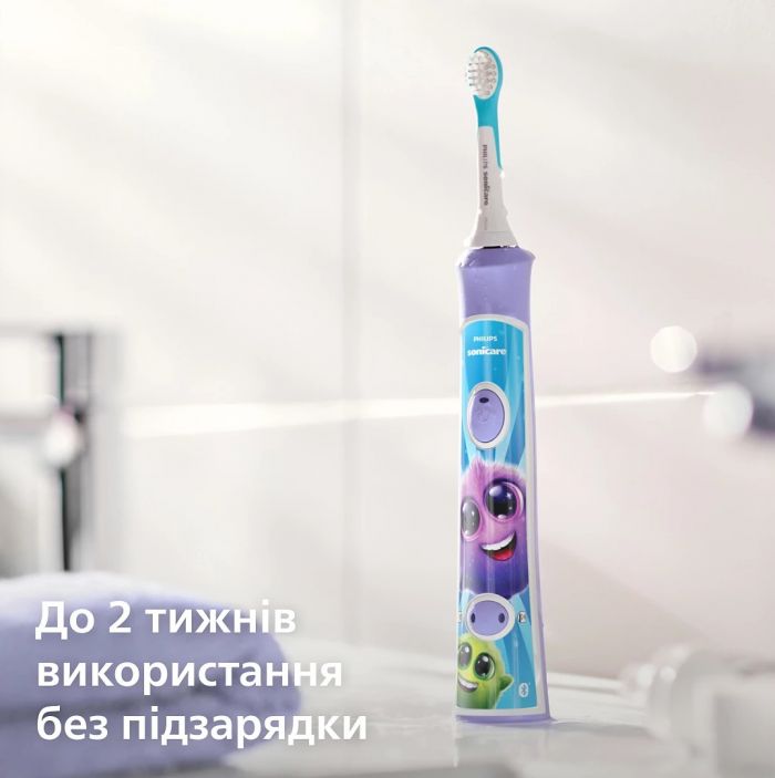 Щітка зубна електр. Philips, Sonicare For Kids, 62т. колив/хв, насадок-2, фіолетовий