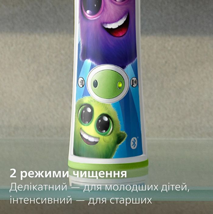 Щітка зубна електр. Philips, Sonicare For Kids, 62т. колив/хв, насадок-2, світло-зелений