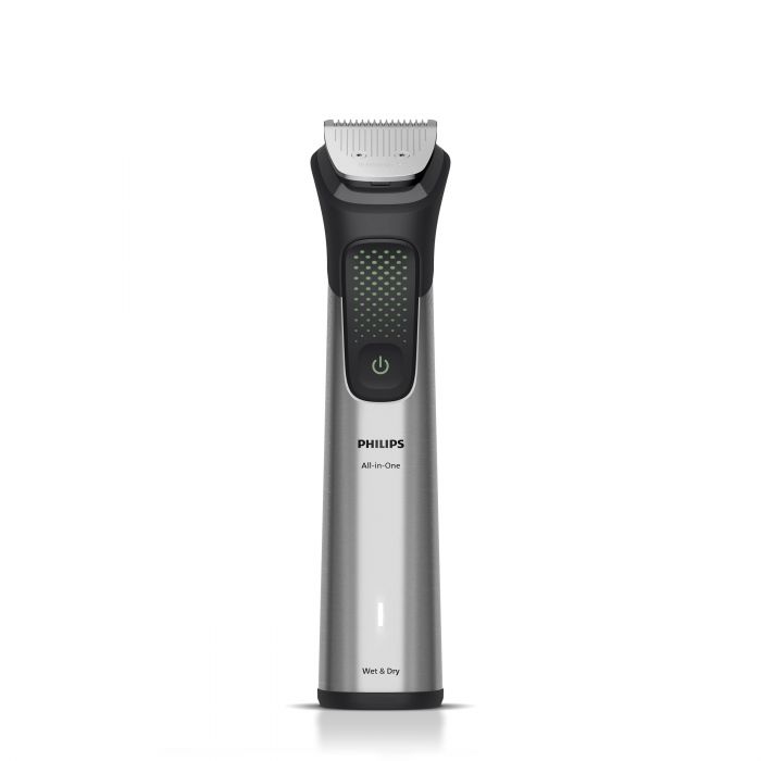 Тример Philips Series 9000, для бороди, голови та тіла, насадок-15, OneBlade в компл., сталь, сірий