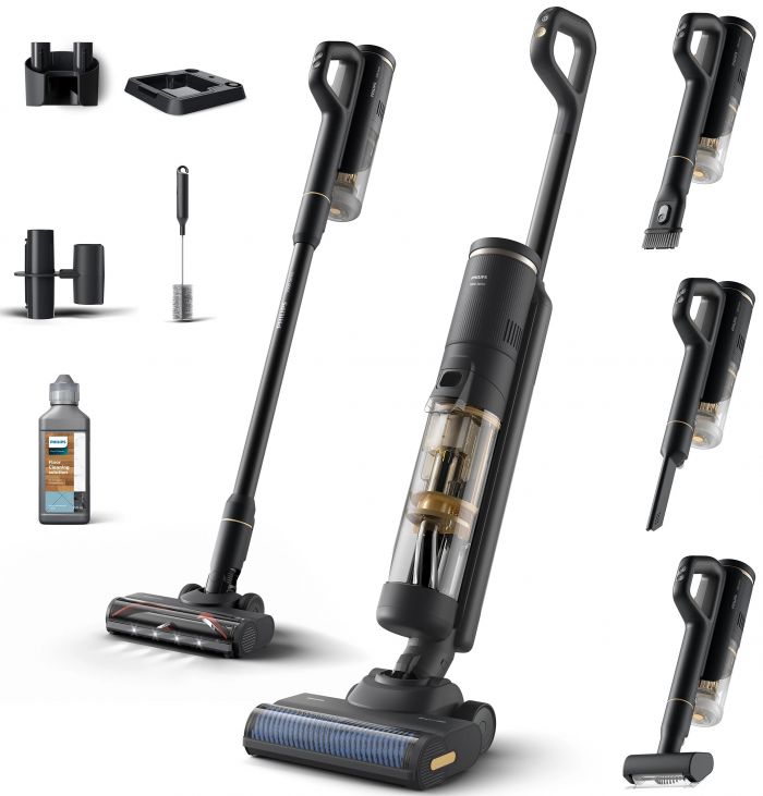 Пилосос Philips безпровідний Series 7000 AquaTrio, вологе прибирання, конт пил -0.42л, автон. робота до 45хв, PowerCyclone Aqua, чорний