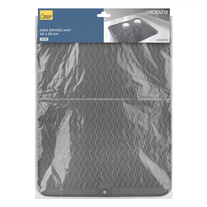 Килимок для сушіння посуду Ardesto Vigor 40х30см, силікон, сірий