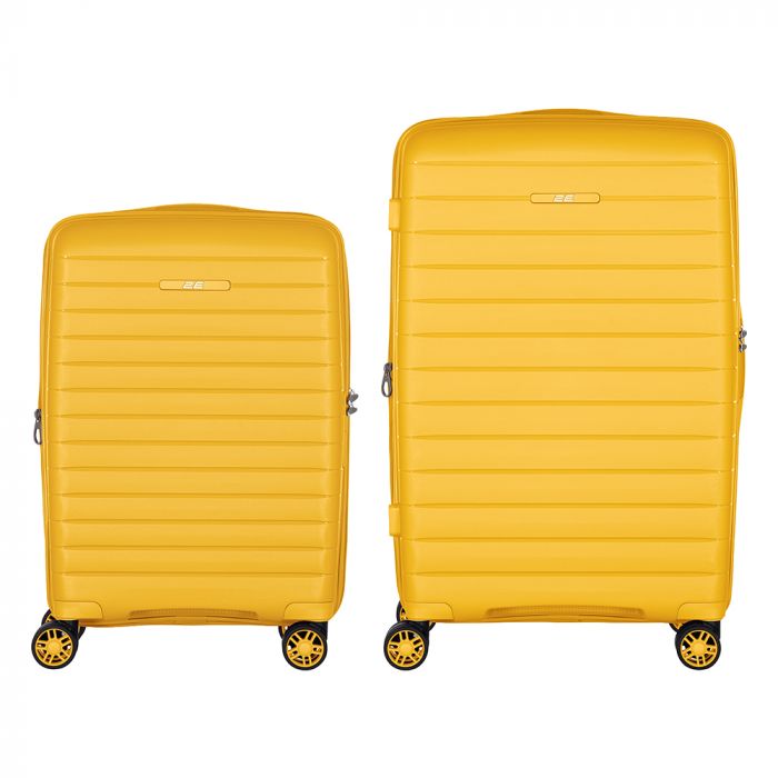 Набір валіз 2E, Aero, поліпропілен, (M+S), TSA, 4 колеса, EXP, бурштиново-жовтий