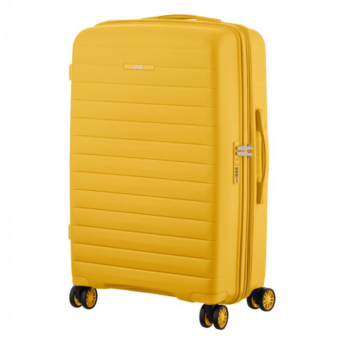Набір валіз 2E, Aero, поліпропілен, (M+S), TSA, 4 колеса, EXP, бурштиново-жовтий