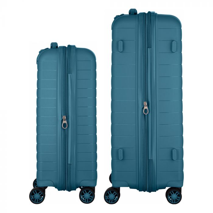 Набір валіз 2E, Aero, поліпропілен, (M+S), TSA, 4 колеса, EXP, синій