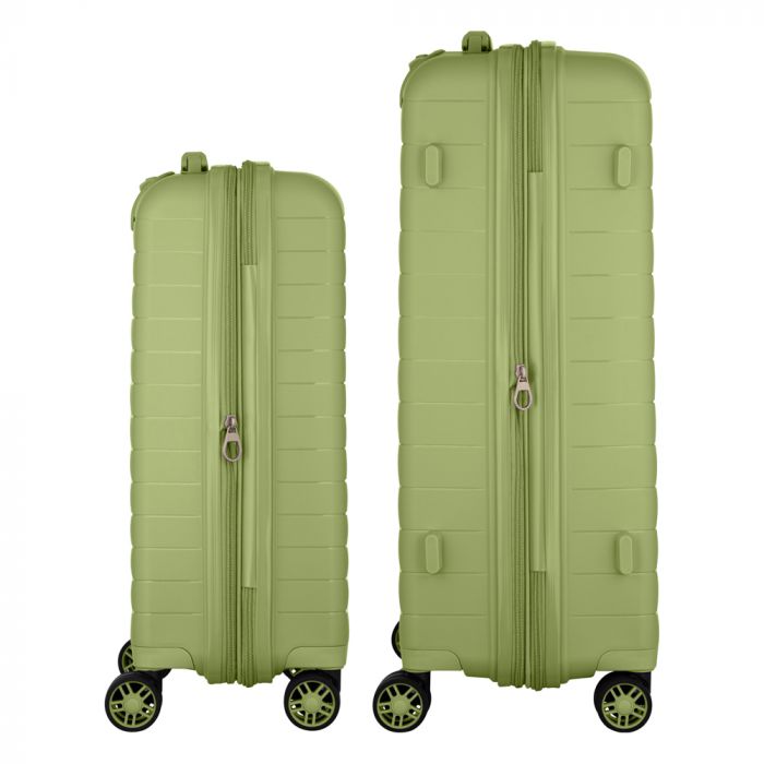 Набір валіз 2E, Aero, поліпропілен, (M+S), TSA, 4 колеса, EXP, оливково-зелений
