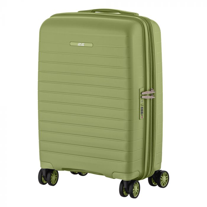Набір валіз 2E, Aero, поліпропілен, (M+S), TSA, 4 колеса, EXP, оливково-зелений