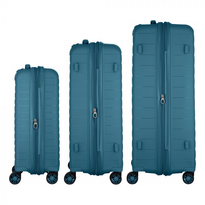 Набір валіз 2E, Aero, поліпропілен, (L+M+S), TSA, 4 колеса, EXP, синій