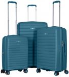 Набір валіз 2E, Aero, поліпропілен, (L+M+S), TSA, 4 колеса, EXP, синій