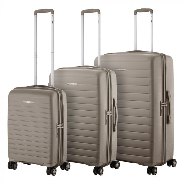 Набір валіз 2E, Aero, поліпропілен, (L+M+S), TSA, 4 колеса, EXP, сіро-коричневий
