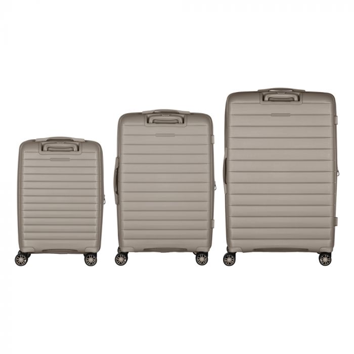 Набір валіз 2E, Aero, поліпропілен, (L+M+S), TSA, 4 колеса, EXP, сіро-коричневий