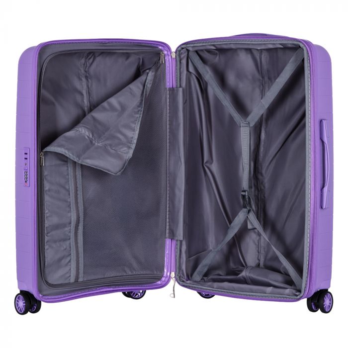 Набір валіз 2E, Aero, поліпропілен, (L+M+S), TSA, 4 колеса, EXP, лавандовий