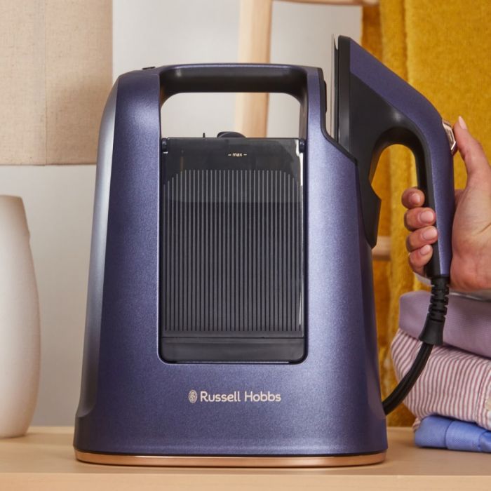 Відпарювач Russell Hobbs Genie Maestro, 1700Вт, 750мл, паровий удар -20гр, верт. відпарювання, керам. підошва, синій
