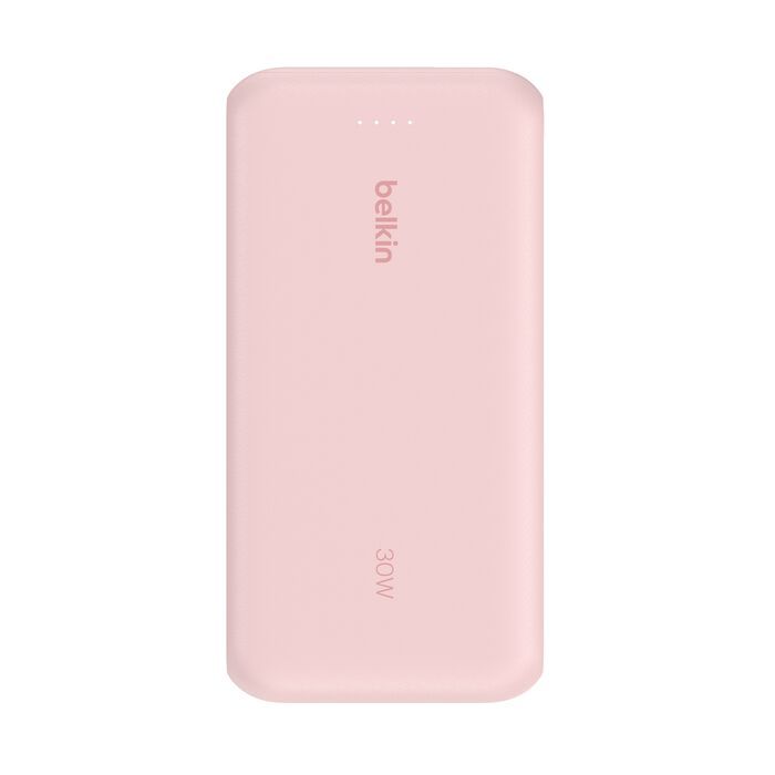 Акумулятор портативний літій-іонний Power Bank Belkin 20000мА·год, 30Вт, з інтегрованим кабелем USB-C, рожевий