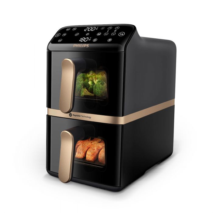 Мультипіч Philips Stacked Dual 2300Вт, чаша-5+5л, сенсорне управл., 6 авто. программ, пластик, чорний