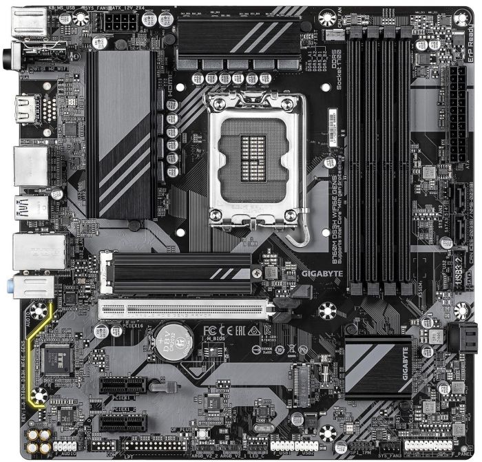 Материнська плата GIGABYTE B760M DS3H WF6E GEN5 s1700 B760 4xDDR5 M.2 Wi-Fi BT HDMI