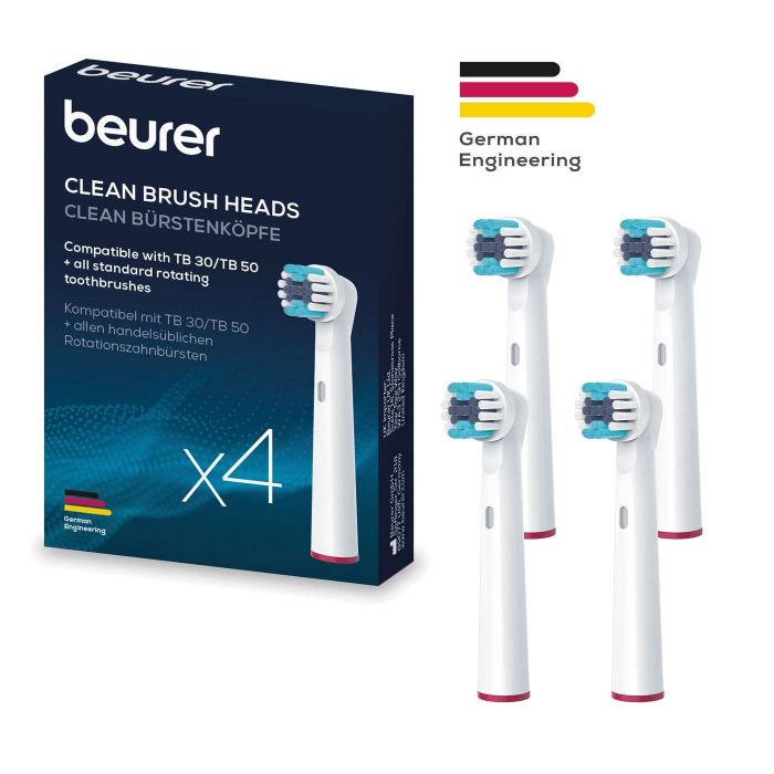 Насадки до зубних щіток Beurer TB 15/30/50 Clean, інтенсивне чищення, 4 шт в комплекті, білі