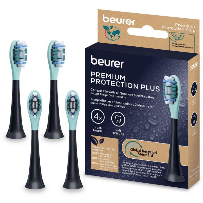 Насадки для зубних щіток Beurer SC 30/50 Premium Protection Plus, для чутливих ясен, 4 шт в комлекті, чорні