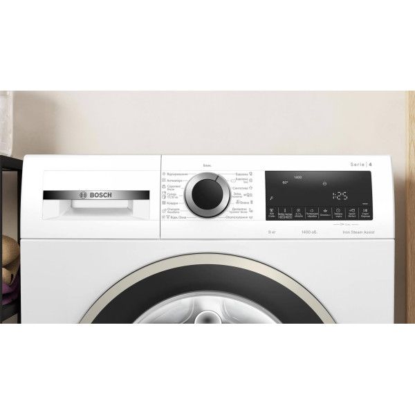 Пральна машина Bosch фронтальна, 8кг, 1400, A, 59см, дисплей, білий