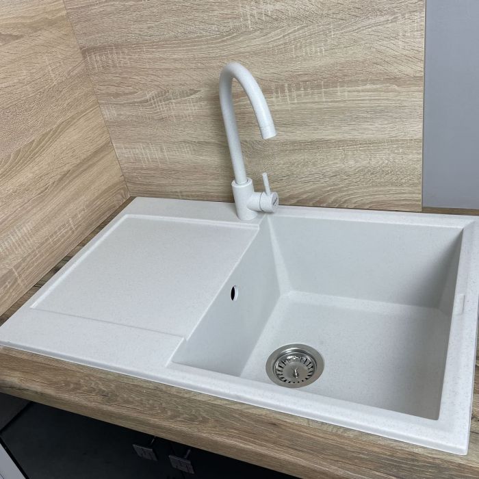 Мийка кухонна Adamant Horizon, штучний камінь, прямокут., з крилом, 780х495х230мм, чаша - 1, врізна, Old stone