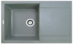Мийка кухонна Adamant Horizon, штучний камінь, прямокут., з крилом, 780х495х230мм, чаша - 1, врізна, сірий