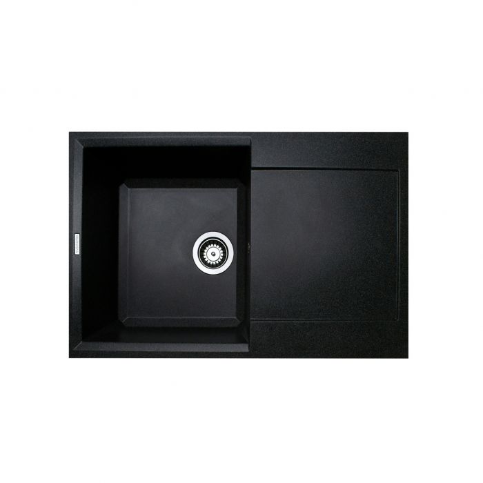 Мийка кухонна Adamant Horizon, штучний камінь, прямокут., з крилом, 780х495х230мм, чаша - 1, врізна, чорний