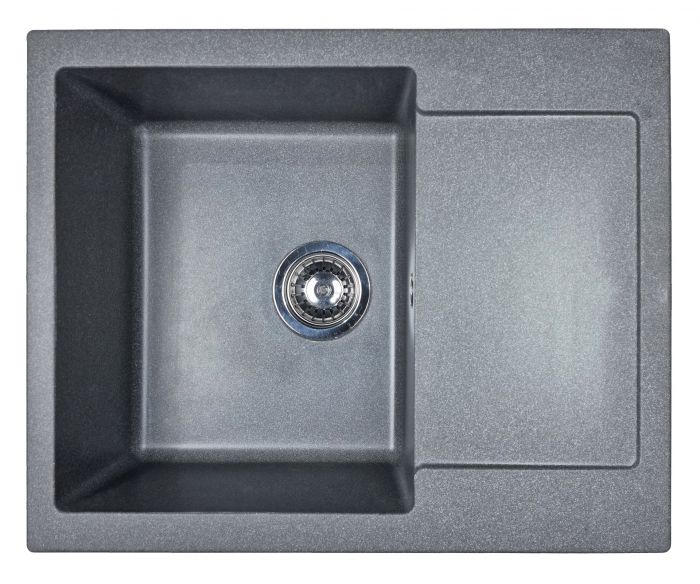 Мийка кухонна Adamant Minimal, штучний камінь, прямокут., з крилом, 615х495х200мм, чаша - 1, врізна, сірий