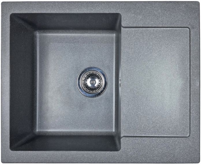Мийка кухонна Adamant Minimal, штучний камінь, прямокут., з крилом, 615х495х200мм, чаша - 1, врізна, сірий