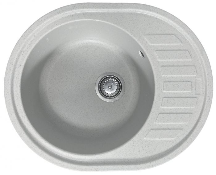 Мийка кухонна Adamant Ovum, штучний камінь, овальна, з крилом, 615х495х200мм, чаша - 1, врізна, Old stone